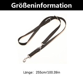 Dog Lead in Black, Stable and Adjustable, Dog Lead, Dog Lead, Anione, Dog Lead for Large and Strong Dogs, with Two Carabiners, 2.5 x 260 cm