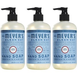 MRS. MEYER'S CLEAN DAY Hand Soap, Made with Essential Oils, Biodegradable Formula, Rain Water, 12.5 fl. oz - Pack of 3 Nail Scented Aloe Bunny Fragrance Olive - Scent: Apple