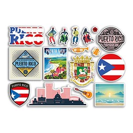 A5 Sticker Sheet Puerto Rico Vinyl Stickers - Country Landmarks Holiday Stamp Summer Map Flag Travel City Luggage Scrapbooking #79025