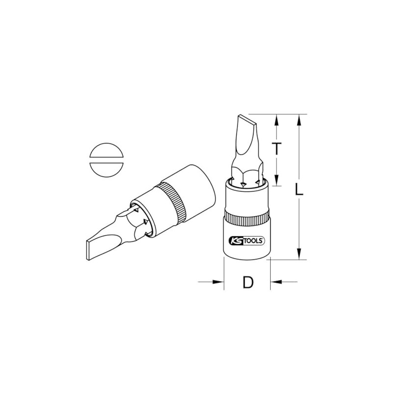 KS Tools 917.1422 1/10.2 cm Bit Socket Slotted, 14 mm