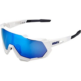 100% SPEEDTRAP - Matte White - HiPER Blue Multilayer Mirror Lens