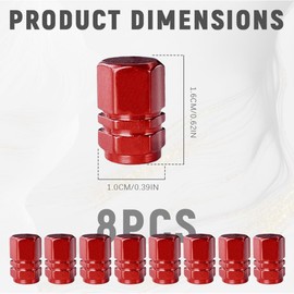 RGOAANC 8PCS Car Tire Valve Stem Caps, Wheel Valve Covers, Aluminum Alloy Air Caps Cover, Car Accessories Corrosion Resistant Leak-Proof Tire Air Cap Universal for Car SUV Truck Motorcycle (Red)