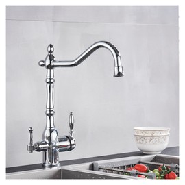 VVQQFGXN Kitchen Purifying Faucet Gold Mixing Faucet Hot and Cold 360 Degree Rotating Kitchen Crane Faucet with Water Purification Function (Color : Chrome)