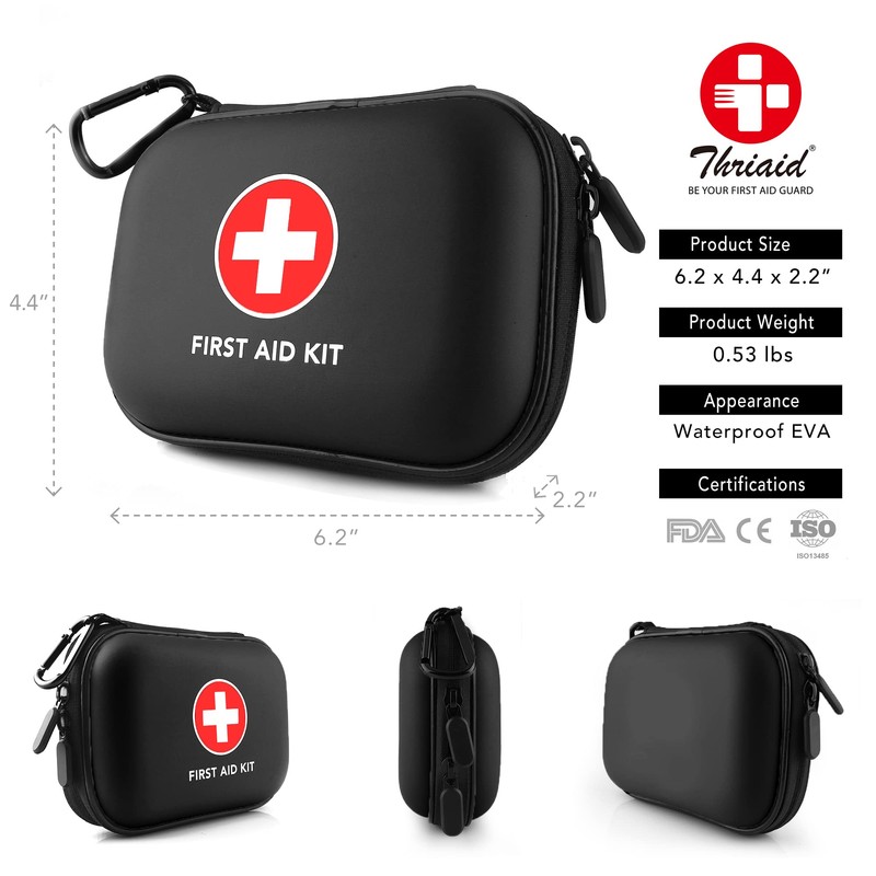 Mini First Aid Kit, 100 Pieces Water-Resistant Hard Shell Small