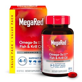 MegaRed Advanced 4-in-1 Omega-3 Fish Oil and Krill Oil Dietary Supplement - 70 Softgels