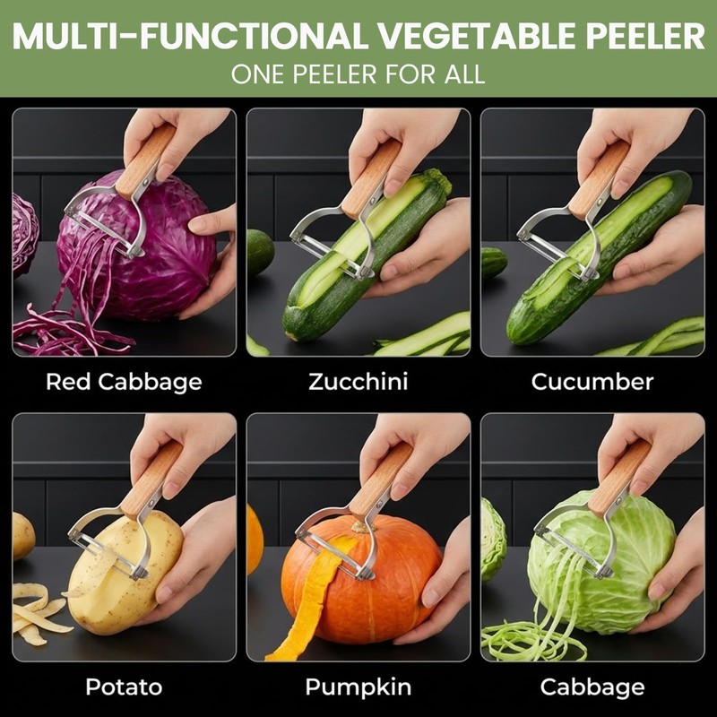 Vegetable Peeler for Kitchen, Stainless Steel Blade with Ergonomic Non-Slip