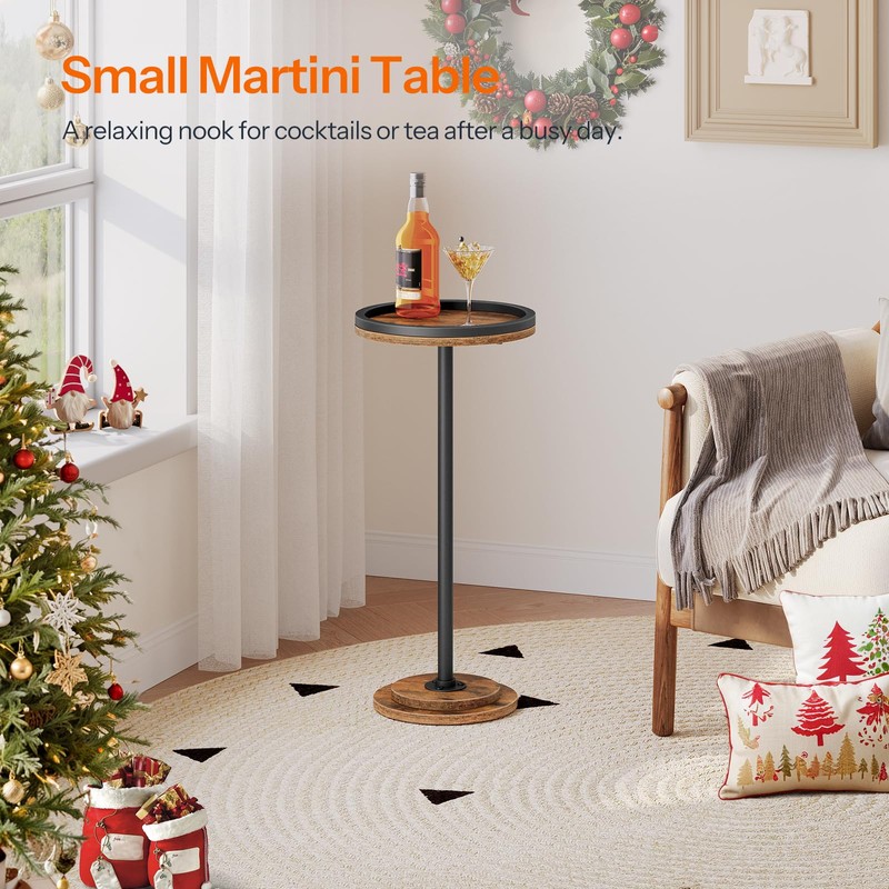 HOOBRO Small Round Side Table, Drink Table, Coffee Martini Table