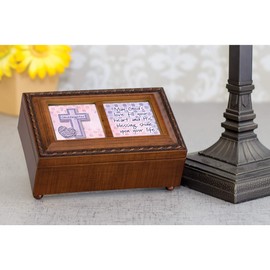 Goddaughter May God's Love Woodgrain Finish Jewelry Music Box - Plays Tune Ave Maria