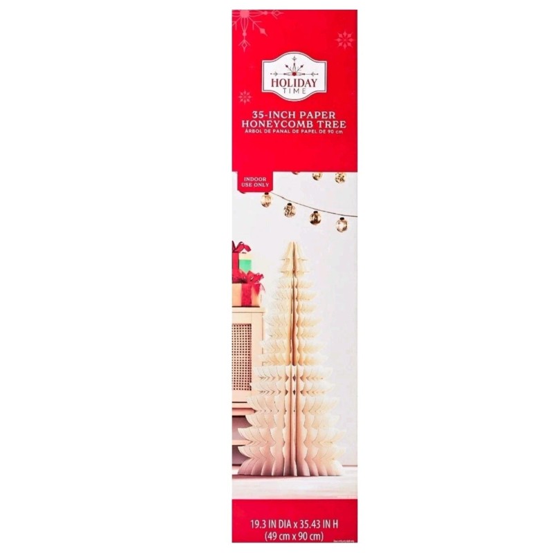 Holiday Time 35 inch Tall Paper Honeycomb Christmas Tree Decoration