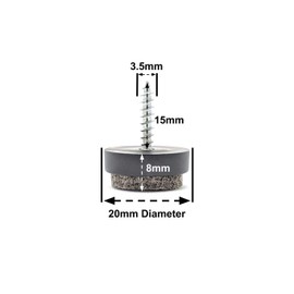Keay Vital Parts Felt Furniture Gliders Screw in Chair Sofa Feet Pads, 20mm, 24 Pack, 2mm Drill Bit Quality Floor Protectors Black (Pack of 24)