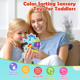 BelleStyle Colour Sorting Toys for Toddlers, Sensory Fidget Toys for Autism, Seahorse Colour Match Fine Motor Skills Games Boys Girls, Early Educational Montessori Toys for Kids 3 4 5 6 Years Old
