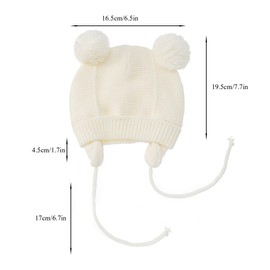 MAKFORT Baby Beanie Knitted Hat Winter Hat Boys Girls Warm Knitted Hats Gloves Set Kids Hat Beanie Double Layer Knitted Hat, Beige A