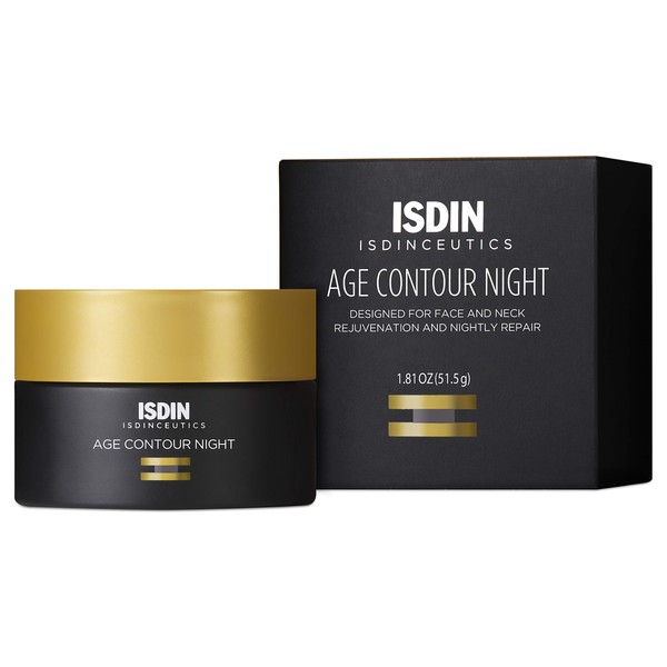 ISDIN Age Contour Night Face and Neck Cream with Melatonin and Peptides, 1.8 Oz