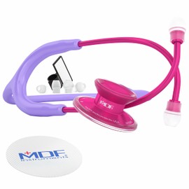 MDF Acoustica Lightweight Stethoscope for Doctors Nurses Students Home Health Adult Dual Head Pastel Purple Tube Pink Alloy Chestpiece Headset MDF747XPPA07