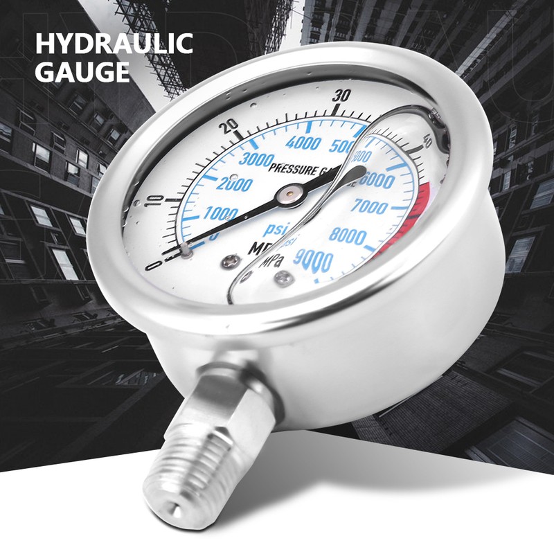 Hydraulic Pressure Gauge 60MPA/9000PSI Base Entry NPT1/4