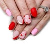 Red Pink Heart Press on Nails Matte Fake Nails Short