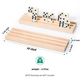 OZFRHO Wooden Domino Racks Set of 8 - Natural Wood Tray Organizer for Mexican Train, Chickenfoot, Classic Domino Games - Durable, Stackable (Dominoes Not Included)