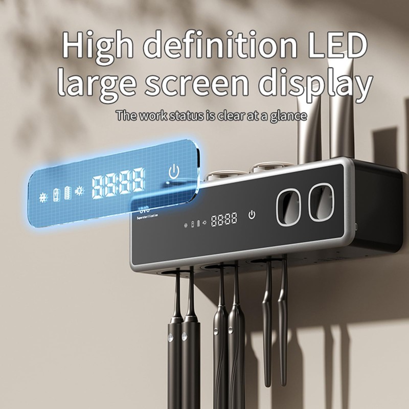 Wall Mounted Toothbrush Holders, Automatic Toothpaste Dispenser, 3 Cup Rechargeable