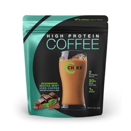 CHIKE Mocha Mint High Protein Iced Coffee, 20 G Protein, 2 Shots Espresso, 1 G Sugar, Keto Friendly and Gluten Free, 14 Servings (14.8 Ounce)