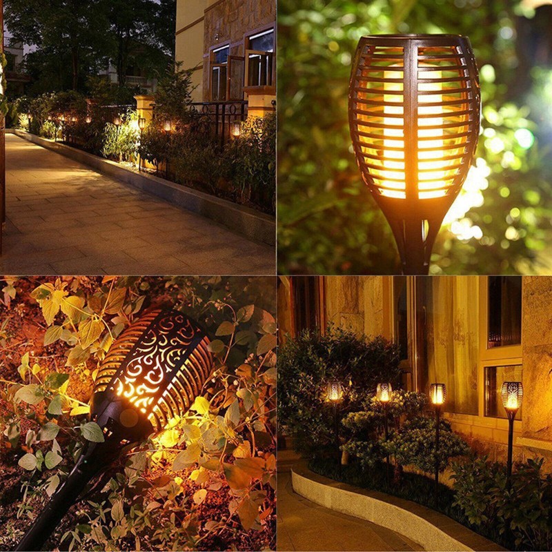 Claoner 4 PACK Flickering Solar Lights Flame Torch Outdoor Landscape