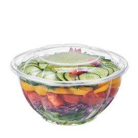 FULING [32 oz. 50 Sets Clear Plastic Salad Bowls with Airtight Lids Disposable To Go Mixing Containers Serving for Fruit, Quinoa, Lunch and Meal Prep