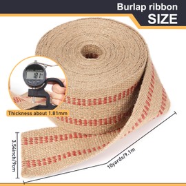 ZAIONE Jute Burlap Webbing Ribbon：3.5 Inch x 10 Yards Craft Jute Webbing Burlap Upholstery for Home Decor(Red)