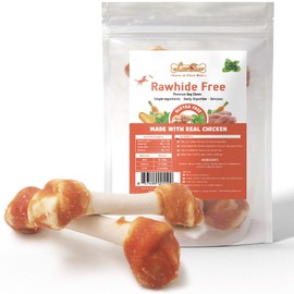 LuvChew Premium Dog Bones, Rawhide-Free, Made with Real Chicken and Wholesome Vegetables, Made with Limited Ingredients (Large 2pcs/Pack)