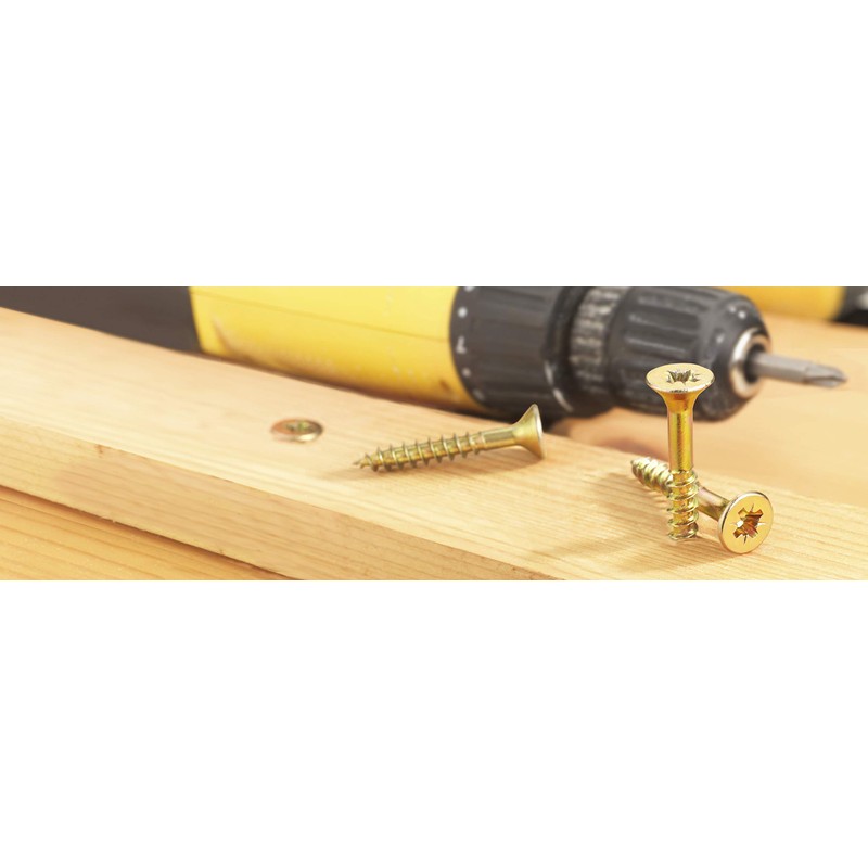 Connex DP8500102 Universal 76 Pieces-Various Sizes-Countersunk Head-Pozidriv Drive-Fully Threaded-Yellow Galvanised/Screw