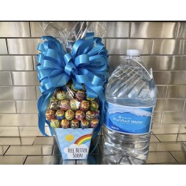 Chupa Chups Flower Bouquet / Get Well Soon Feel Better Soon Wrap & Blue Bow