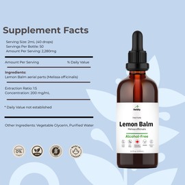 Herbity Lemon Balm Tincture – Alcohol-Free Herbal Supplement for Relaxation, Calm & Digestive Support – Vegan, Glycerin-Based Extract - (3.4 Fl Oz)