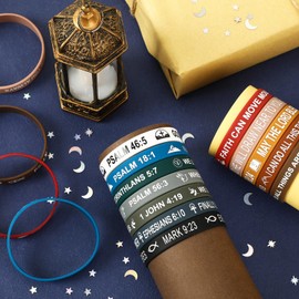 JUNEBRUSHS 64pcs Bible Verse Rubber Bracelets Bulk Inspirational Christian Rubber Silicone Wristbands Religious bible bracelet for Men Women Party Christian Gifts Supplies(16 Designs)