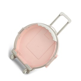 Makeup Travel Case, Children Toy Organizer with Wheel Portable Cosmetic Storage Box for Camping Traveling Cart Trunk Plastic Suitcase Multifunctional Mini Round Shape Cosmetics