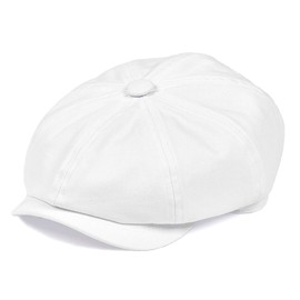 BOTVELA Men's Newsboy Flat Cap 100% Cotton Gatsby Ivy Golf Cabbie Hat (White, 7 1/8)