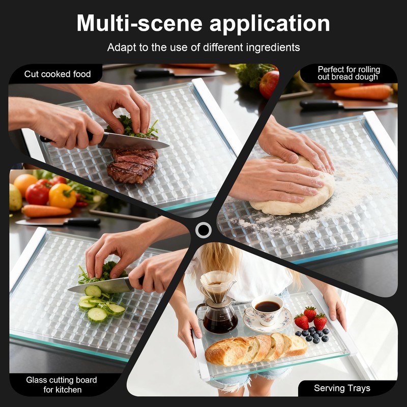 Luxury Artisan Mosaic Glass Cutting Board with Juice Groove -