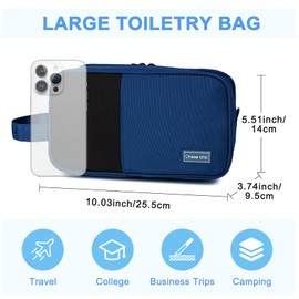 Toiletry Bag Men, Chase Chic Large Travel Hanging Toiletry Bag with 3 Zip Compartment, Waterproof Shaving Dopp Kit Bag Makeup Wash Bag, Black and Green, Blue and Black