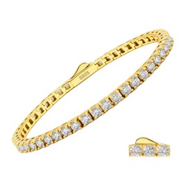 Moissanite Tennis Bracelet for Women Men - 925 Sterling Silver 14k Yellow/White Gold Plated Diamond Classic Chain Bracelets Jewelry Luxury Dainty Gifts Anniversary Wedding to Womens Mens Mom Wife Her