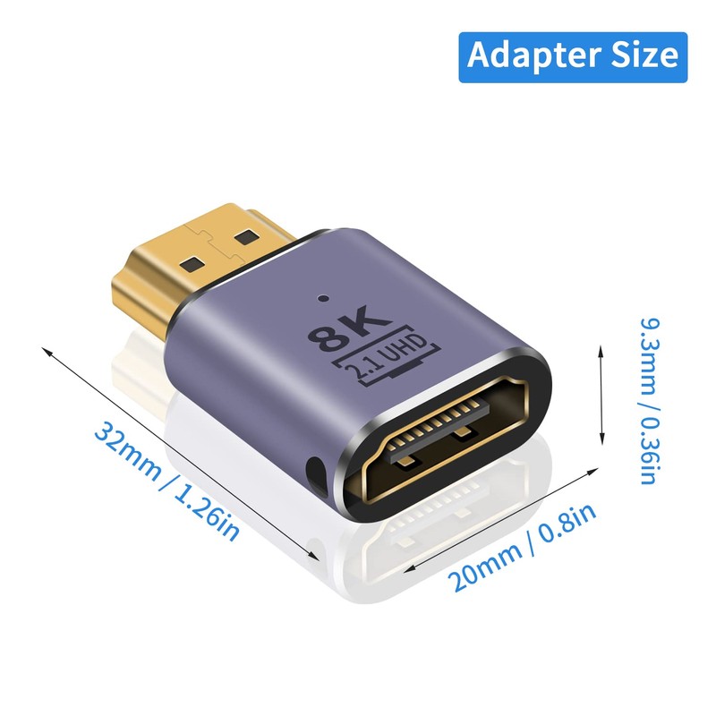Poyiccot HDMI 2.1 Extension Adapter, 8K HDMI Converter Adapter, 48Gbps
