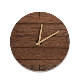 CONSDAN Wood Wall Clocks Battery Operated, USA Grown Hardwood Wall Decor, Analog Wooden Clock for Kitchen Bedroom Office, Vintage Oak Solid Wood Clock Face, 12", Walnut Color Round