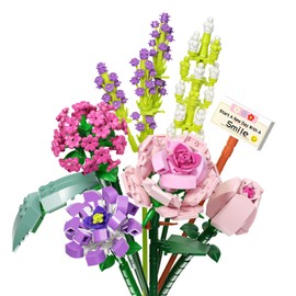 Mini Bricks Flower Bouquet Building Sets, Artificial Flowers, 553 Pieces Botanical Collection for Ages 8-12 yrs Old Girl for Gift (Not Compatible with Set)