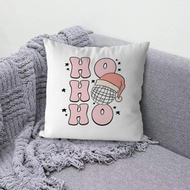 JIMOWANG Retro Pink Preppy Christmas Ball Throw Pillow Case Modern Cushion Cover Square Pillow Cover Decoration for Sofa Bed Chair Car 18 x 18 Inches