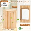 Kritkin 2 Pack Bamboo Slim Trash Can with Lid, 21