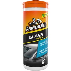 Armor All, 30 Biodegradable Glass Wipes, Streak-Free Cleaning, Easily Removes Dirt and Insects, Suitable for Inside and Outside Use, Freshness Lock,Ideal for Car & Motorcycle Detailing, Made in the UK