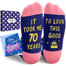 HAPPYPOP 70th Birthday Gifts Ideas for Women - Happy 70th Birthday Gifts for 70 Year Old Woman, 70 Year Old Socks with Greeting Card