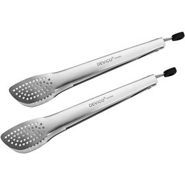 Devico Kitchen Tongs for Cooking, 2-Piece 12 inch 18/8 Stainless Steel Metal BBQ Grill Tongs with Lock
