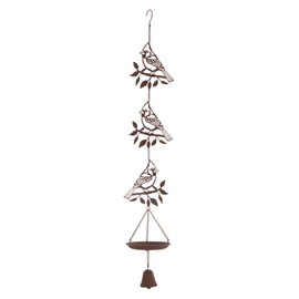 Ganz Midwest Laser Cut-Out Cardinal Birds and Hanging Bell 38 x 6 Inch Dark Brown Iron Wild Bird Feeder and Windchime Combo