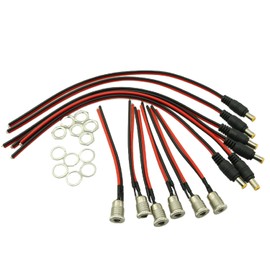 YTgilo 6 Sets DC Power Socket and 6pcs Power Supply Cables, Metal Charging Female Socket DC Power Jack Socket Used for Audio and Video Products Digital Products Remote Controllers Computer Products