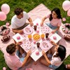 24Pcs Pink Bow Football Paper Plates, Touchdowns or Tutus, 7In