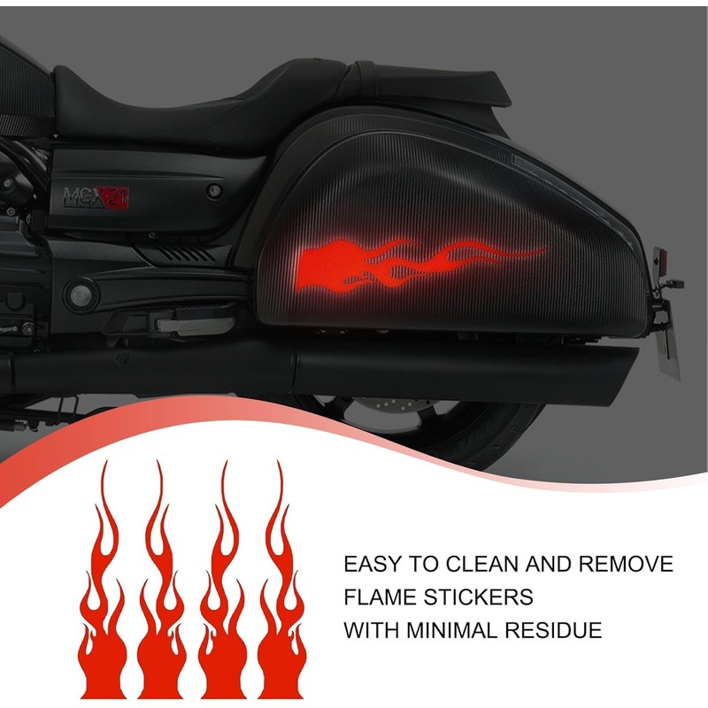 Fokmuaex 4pcs Reflective Flame Stickers, Universal Simulation Flame Decorative Stickers