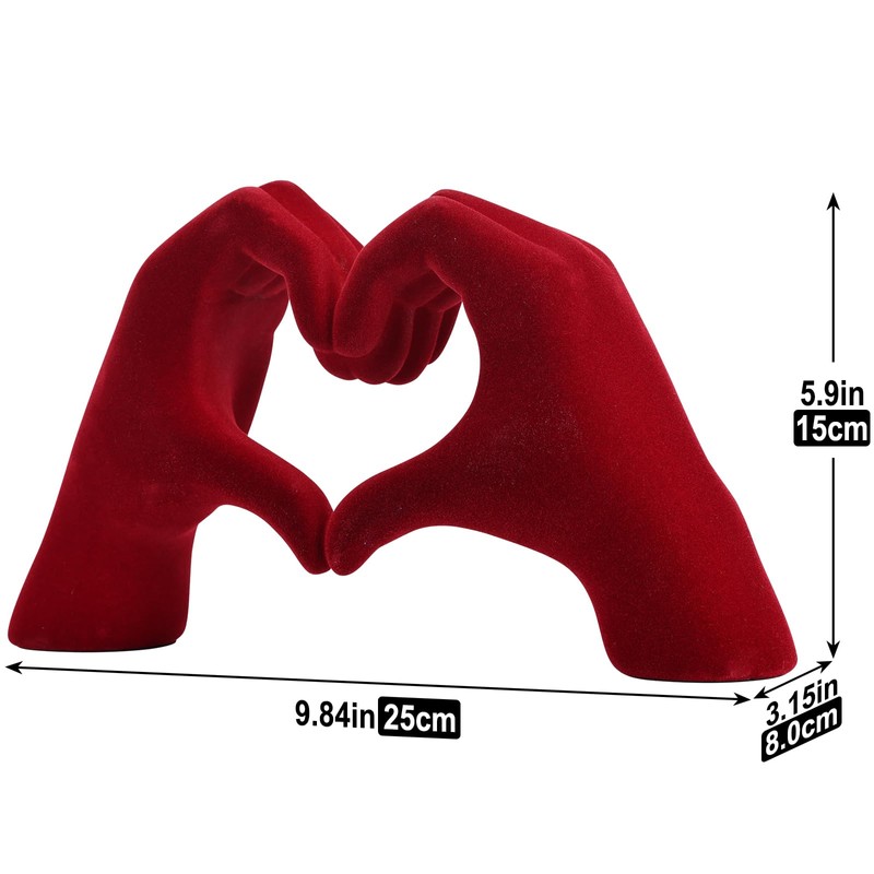 DOVDOV Red Heart Hand Sculpture, Heart Hand Statue Home Decor
