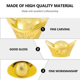 TOYANDONA 12PCS Lucky Money Golden Ingot Feng Shui Yuan Bao Chinese Charm Prosperity Decoration Gift Attract Wealth and Good Luck Feng Shui Decor